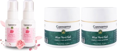 Cannarma Special (Combo Pack of 4) Bulgarian Rose Water & Aloe Vera Gel For Face & Skin Men & Women(300 ml)