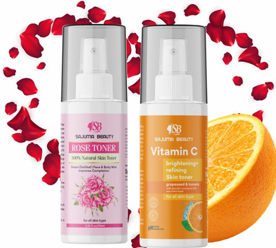 Sajuma Beauty Dual-Action Rose & Vitamin C Toner Pair Men & Women(120 ml)