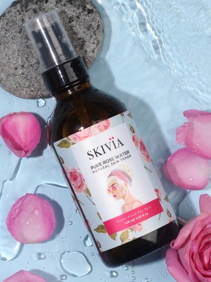 SKIVIA Pure Rose Water -Made From Finest Roses of Bulgarian Valley | Hydrating Men & Women(120 ml)