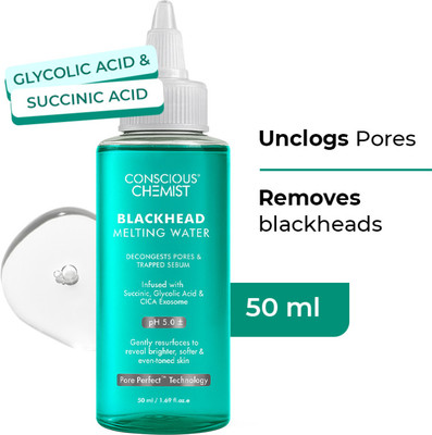 Conscious Chemist Blackhead Melting Water | Succinic, Glycolic Acid & CICA Exosome. Smooth Pores Men & Women(50 ml)