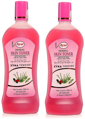 Ayur Herbals Skin Toner With Aloe Vera (Pack of 2) Women(400 ml)
