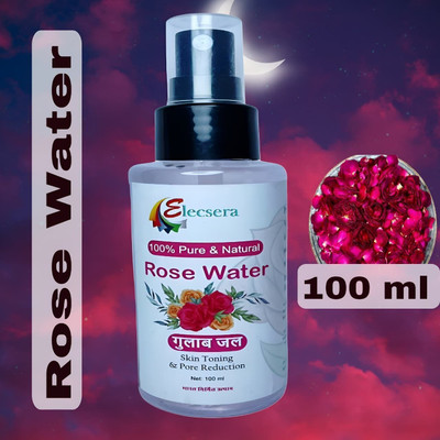 Elecsera Rose Water Spray For Face, Skin & Hair- Steam Distilled - Toner - Gulab Jal Men & Women(100 ml)