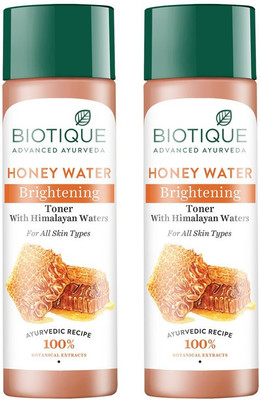 BIOTIQUE HONEY WATER PORE TIGHTENING BRIGHTENING TONER (Pack of 120ML X 2) Men & Women (240 ml)