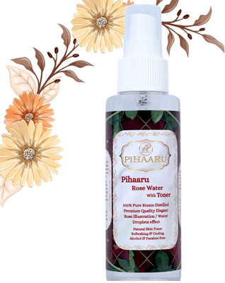 Pihaaru Premium Herbal Rose Toner – Alcohol-Free Mist Pore Tightening Glow-100ml Men & Women(100 ml)