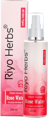 Riyo Herbs Steam Distilled Rose Water Spray for Face - Face Toner, Skin Toner, Makeup Remover - For All Skin Types Women & Men Men & Women(200 ml)