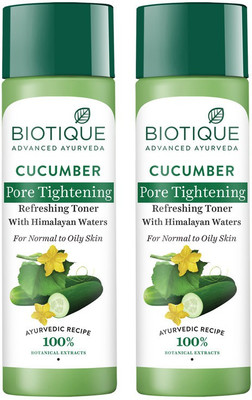BIOTIQUE Cucumber PORE Tightening Refreshing Toner (Pack of 120ML X 2) Men & Women (240 ml)
