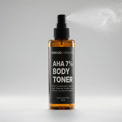 BANDIDO 7% Glycolic Acid Body Toner Spray for Strawberry Leg,Underarm Darkness|Back Acne Men & Women(100 ml)
