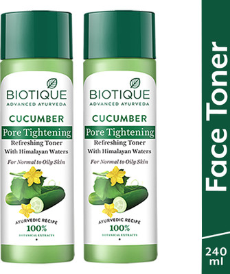 BIOTIQUE Cucumber Pore Tightening Toner|For All Skin Types | Clears & Tightens Pores Men & Women(240 ml)