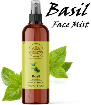 Wildflower essentials Basil (Tulsi) Face Mist For Glowing Skin, Refreshing, Cleansing & Soothing Toner Men & Women(100 ml)