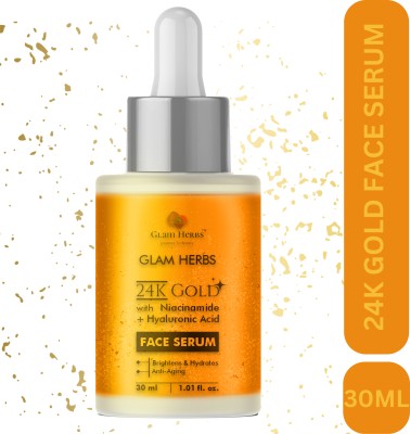 GLAM HERBS 24k Gold Face Serum with Niacinamide(Vitamin B3) & Hyaluronic Acid, Vitamin E Men & Women(30 ml)