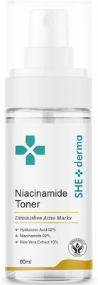 She Derma Niacinamide Toner For Acne & Open Pores with Hyaluronic & Aloe Vera Men & Women(60 ml)