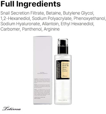 TETIMA Advanced Snail 96 Mucin Essence Hydrating and Soothing Men & Women- Pack of 1 Men & Women(100 ml)