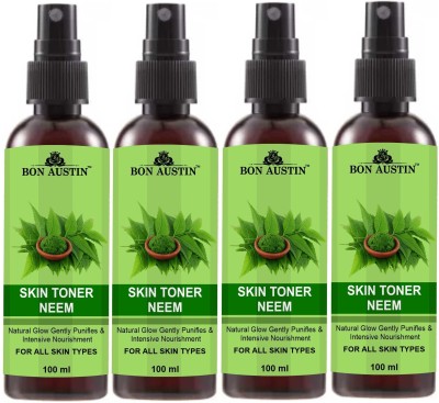 Bon Austin Neem Toner Refreshing Face Mist & Toner for Hydrating Skin (100ml) Pack of 4 Men & Women(400 ml)