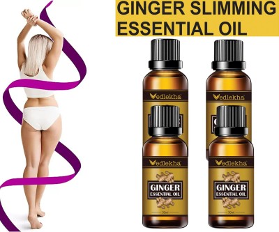 Vedlekha Tummy Drainage Ginger Essential Oil For Weight Loss, Fat Oil-30ml-4-Bottle- Men & Women(120)