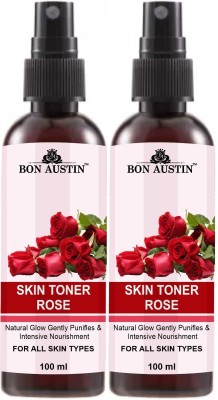 Bon Austin Rose Toner Refreshing Face Mist & Toner for Hydrating Skin (100ml) Pack of 2 Men & Women(200 ml)