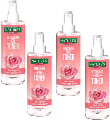 Nature's Essence ROSE TONER REFRESHING TONER & HYDRATES 100MLX4 Men & Women(400 ml)