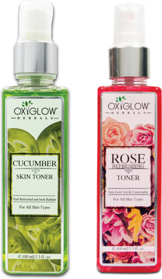 OXYGLOW ROSE TONER 100 Ml And 100 ML CUCUMBER TONER Men & Women(200 ml)