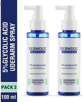 DermDoc Glycolic Acid Underarm Brightening Spray Pack of 2 with Treatment for Glow Boost Men & Women(200 ml)