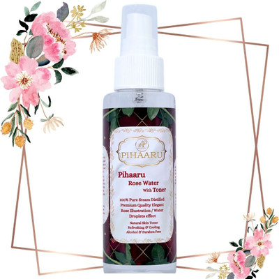 Pihaaru Premium Herbal Rose Toner – Alcohol-Free Mist Pore Tightening Glow-100ml, Men & Women(100 ml)