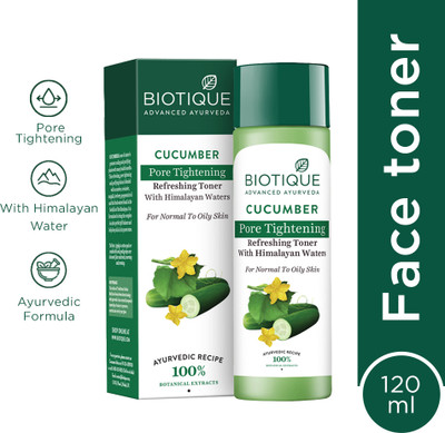 BIOTIQUE Cucumber Pore Tightening Toner|For All Skin Types | Clears and Tightens Pores Men & Women(120 ml)