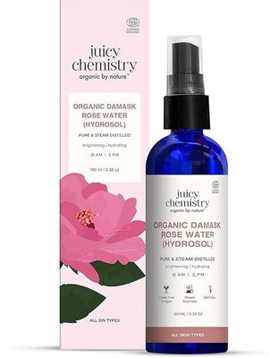 Juicy Chemistry Organic Rose Water (Hydrosol), 100 ml | Face Toner for Glowing, Brighter Men & Women(100 ml)
