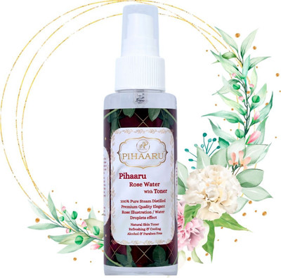 Pihaaru Steam Pure Rose Water – Natural Facial Toner Skin Refreshment-100ml, Men & Women(100 ml)