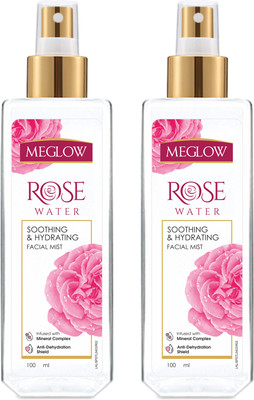 meglow Rose Water Toner Spray for Face(2pcs)Gulab Jal Face Mist Spray for Glowing skin, Men & Women(200 ml)
