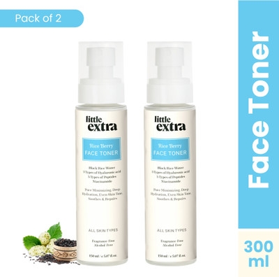 Little Extra Rice Water Face Toner Mist Spray Pack of 2 Combo | Glow & Hydrating Toner Men & Women(300 ml)