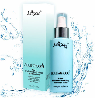 JUSTGOLD Aqua Smooth H2O+ Hyaluronic acid deep hydration Toner with pH balance Men & Women(120 ml)