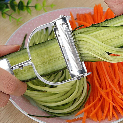 PUKASH Premium Stainless Steel Peeler (3 psc) 2 in 1 Peeler Julienne for Salad, Potato Peeler, Vegetable Fruit 16 cm NA Beaker Tong(Pack of 1)