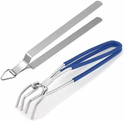Bekner BKN-012PC Stainless Steel Pakkad Utensil Holder, Cooking Utensil Holder 25 cm Utility, Steak Pakkad(Pack of 2)