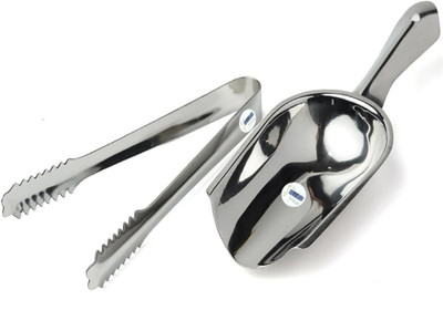 Steelish Kitchenware Stainless Steel Ice Scoop and Ice Tong Set |Cooking Serving Tong Stainless Steel Ice Scoop and Ice Tong Set |Cooking Serving Tong 24 cm Ice Tong Set(Pack of 2)