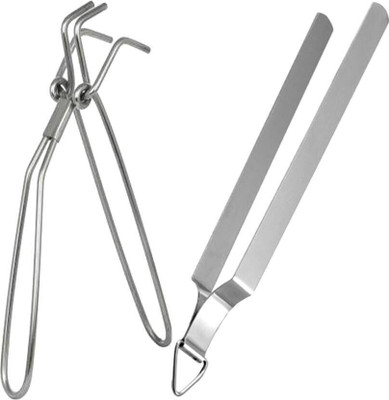 A2SK Iron steel polish Steel Pakkad/Utility Tong & Roti Chimta/Utility Tong for Kitchen Silver 30 cm Roasting, Utility Tong Set(Pack of 2)