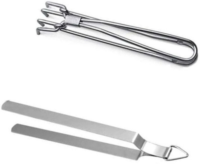 SWZ Stainless Steel Chapati Roti Chimta with Pakkad Utensil Holder Roti Chimta 27 cm Utility Pakkad Set(Pack of 1)