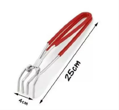 SHRIKHATUSHYAM RED Wire Pakkad Heat Resistant Kitchen Use, Stainless Steel with Rubber Steel Pakkad Vinyl Coated Handle | Utensil Gripper 24 cm Utility Pakkad(Pack of 1)