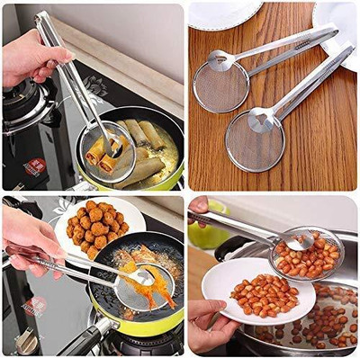 Atipriya Multifunctional Oil Filter Strainer Mesh with Long Handle (1) Collapsible Strainer(Silver Pack of 1)
