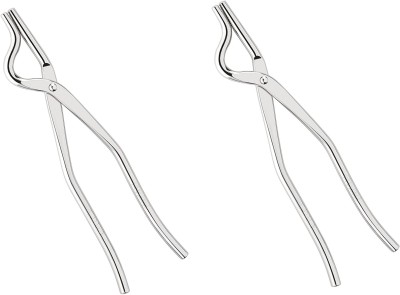 KUBAVA Stainless Steel Kitchen Sansi, Sandasi, Pincer for kitchen, Pliers, One Side Flat Curve, 8 mm Rod 27 cm Utility Pakkad(Pack of 2)