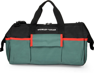 Worldstar front & back two flap green &black tool bag Polyester Tool Holster(Number of Pockets - 18)
