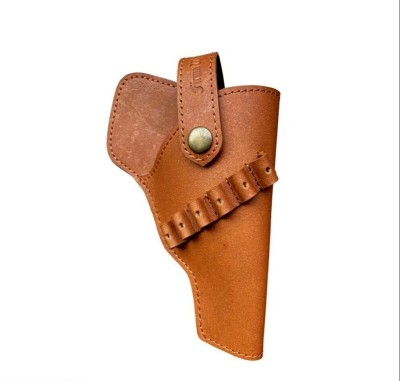 Bespoke Pelle 32 Bore Pistol Cover/Holster with 6 Loops in Genuine Leather (Tan) Pistol/Gun Cover M(Brown)