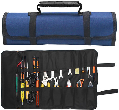 MAYCREATE Roll Up Tool Bag Large Waterproof Tool Storage Bag with Zipper Pouches Nylon Tool Bag(Number of Pockets - 20)