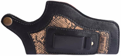 Bespoke Pelle 30 Star Pistol Holster in Black Leather and Snake Print Leatherette Pistol/Gun Cover M(Black, Brown)