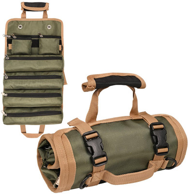 GIGAWATTS Household Tool Bag Roll Up with Pockets Heavy Duty Buckles Multipurpose Tools Fabric Tool Bag(Number of Pockets - 7)