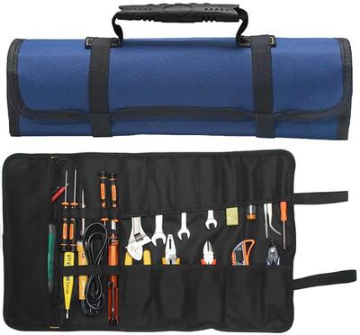 Venzina 22 Pockets Tool Roll Bag Heavy Duty Roll Up Tools Bag Wrench Roll Tool Pouch Fabric Tool Bag(Number of Pockets - 20)