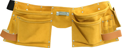 TGM METALLICS Leather Tool Belt with 12 Pockets Tool Belt for Carpenters & Electrician Split Leather Multipurpose Tool Belt with 12 Pockets Tool Belt(Yellow)