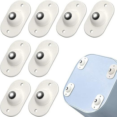 TAPAHPRIYAY 8pcs Self Adhesive 360 Degree Mini Swivel Casters Wheels Roller Plastic Ball Bearing Rolling Cabinet(White)
