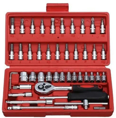 Exxelo Screwdriver and Socket Set Automobile Tool Kit - Red, 46 Pieces Combination Screwdriver Set(Pack of 1)