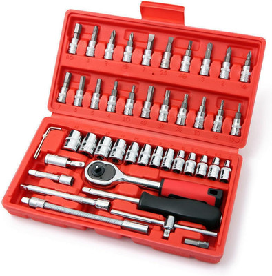 ZUDORA 46-Piece 1/4-Inch Socket Set Cycling Sockets, quick-release ratchet, extensions, bit set (46 pcs)