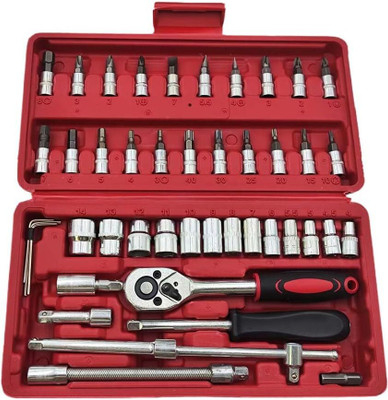 ZUDORA 46 Pieces 1/4 in Drive Ratchet Socket Wrench Set Cycling Metric bit sockets, quick-release ratchet, extension bar (46 pcs)