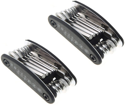 Strauss Multipurpose 16 in 1 Bicycle Repair Folding Pocket Tool Kit (Pack of 2) Cycling Tool Kit