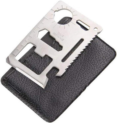 Xydrozen 11 in 1 Multi Tools wallet thin pocket survival card-Silver Camping & Hiking Camping Tool Kit